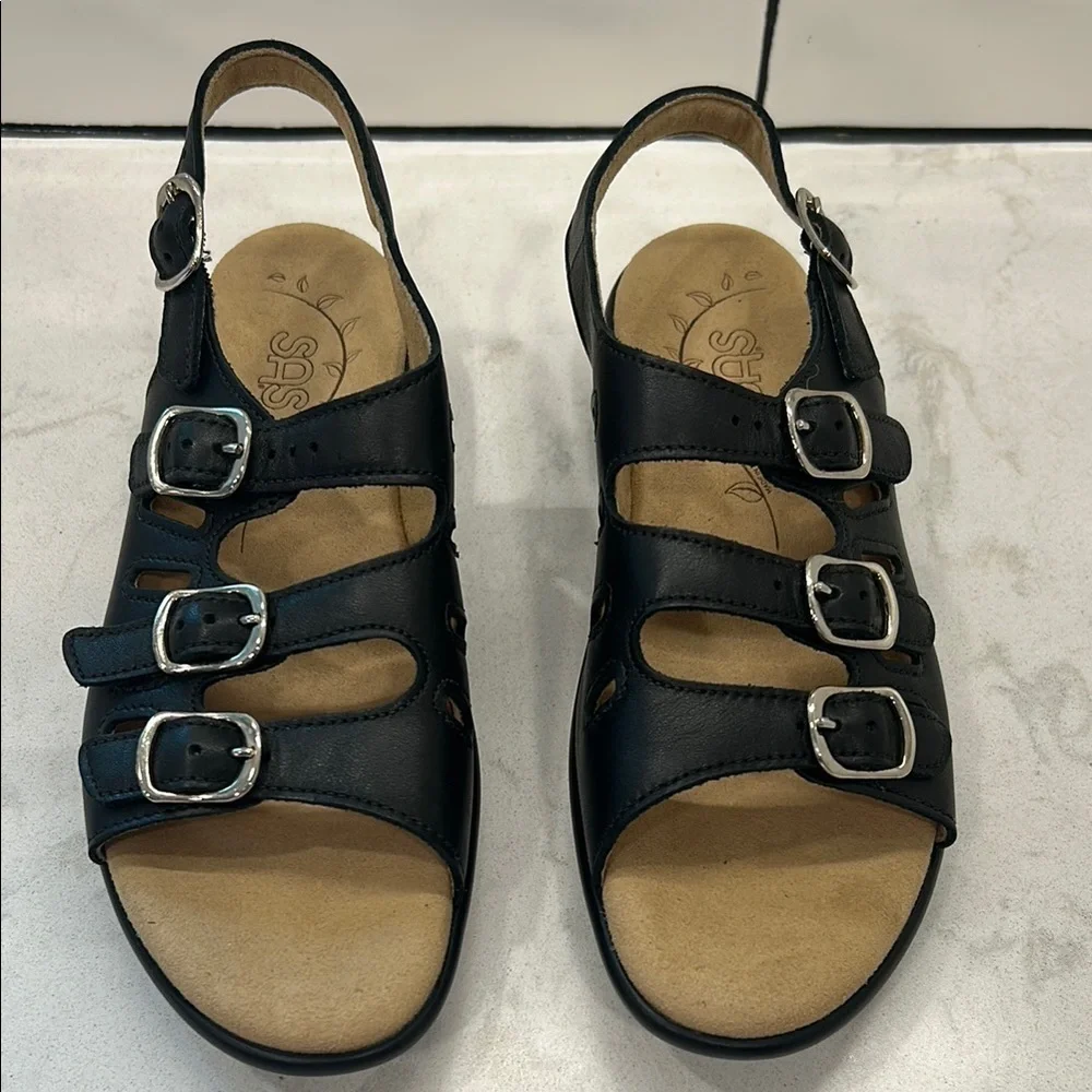 SAS Women's Mystic Black Sandals Size 6.5 N